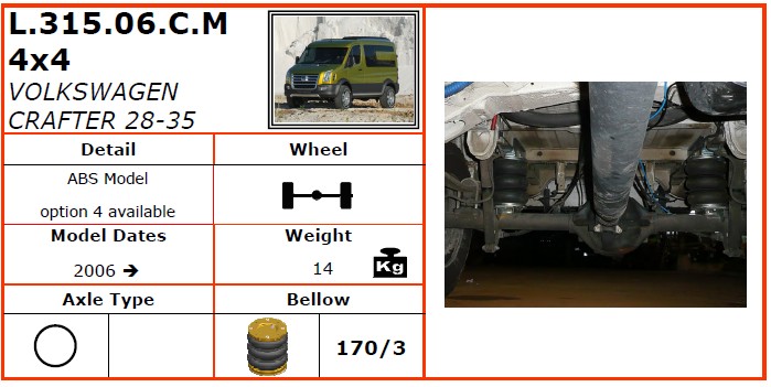 L.315.06.C.M/大众空气悬挂系统/大众空气悬挂/大众CRAFTER 28-35 4WD（2006-）-Dunlop空气悬架