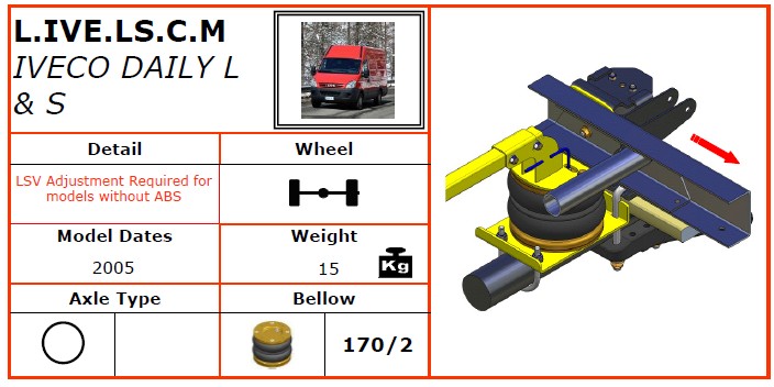 L.IVE.LS.C.M/依维柯空气悬挂系统/依维柯空气悬挂/依维柯DAILY L AND S (2005)空气悬架
